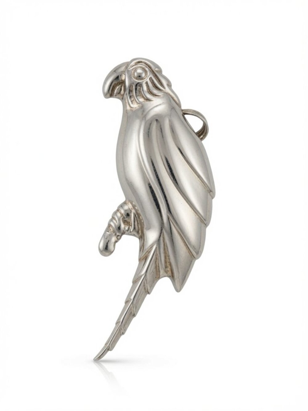 Classic Vintage Solid Sterling Silver Taxco Parrot Brooch / Pendant